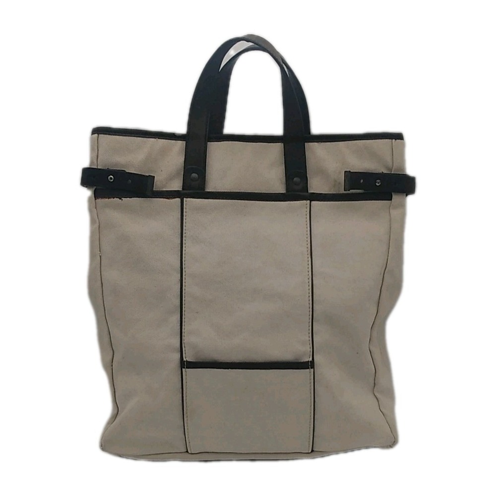 Peter Nappi Made In Italy Canvas And Leather Tote Bag 15 x 13.5